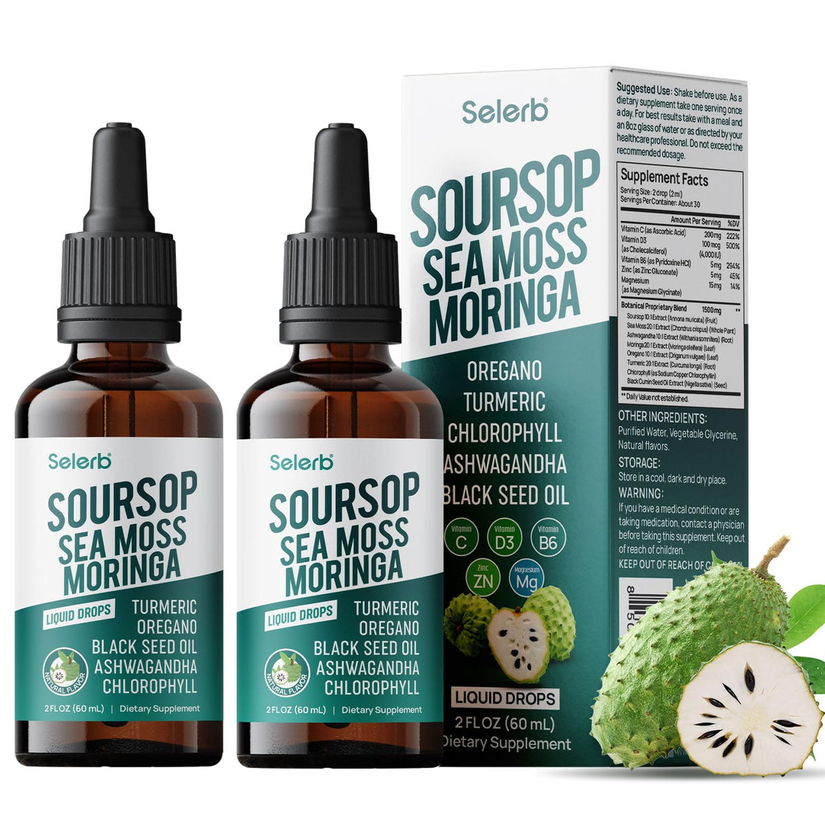 Selerb Soursop Bitters Liquide 290g vue avant avec étiquette