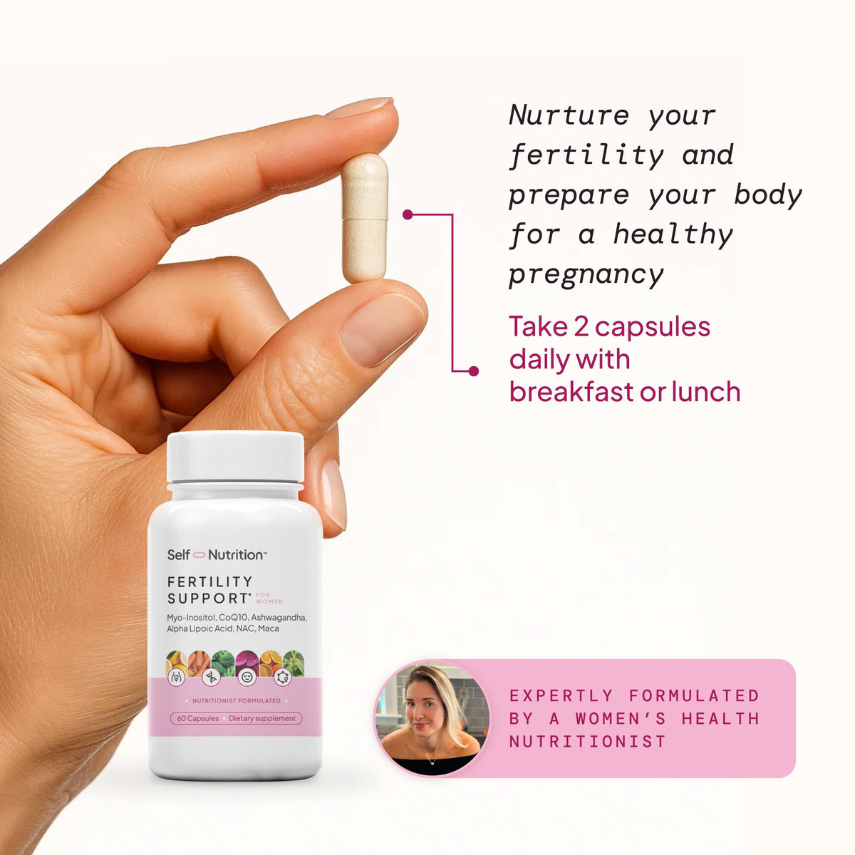 SELF NUTRITION Fertility Support 60 capsules - côté