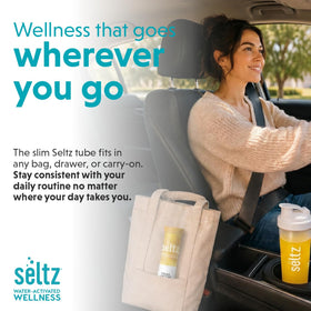 Seltz en voyage dans un sac