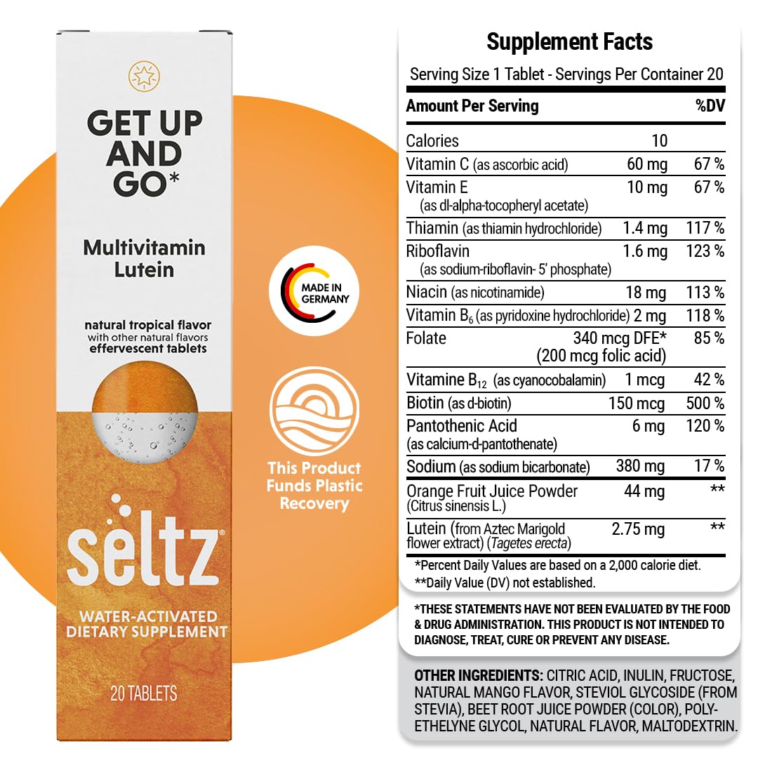 Seltz tablettes effervescentes avec ingrédients visibles
