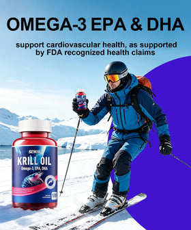 SEMAL Huile de Krill 1000mg avec des ingrédients en arrière-plan