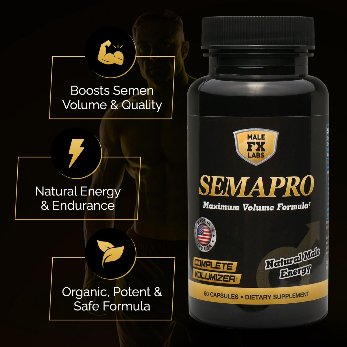 Semapro 60 capsules avec des ingrédients naturels en arrière-plan