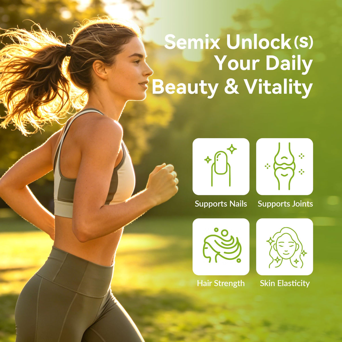 Semix Poudre de Collagène Peptides type I & III, dosage sur une cuillère