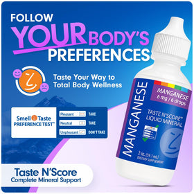 SENSEable Supplements Manganèse liquide avec étiquette visible