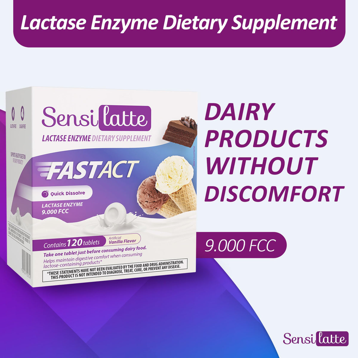 SENSI LATTE Lactase Enzyme avec fruits