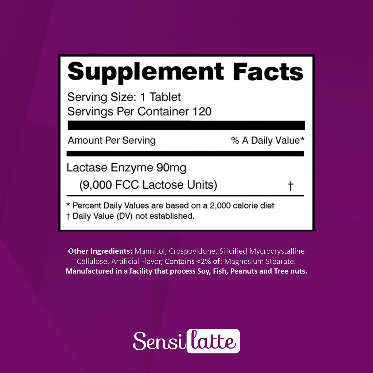 SENSI LATTE Lactase Enzyme comprimés avec boisson