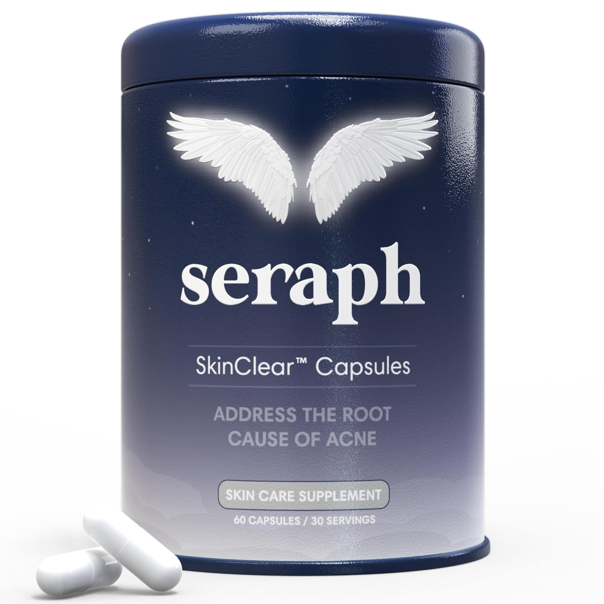 Seraph Complément Alimentaire Acné 60 Capsules vue de face