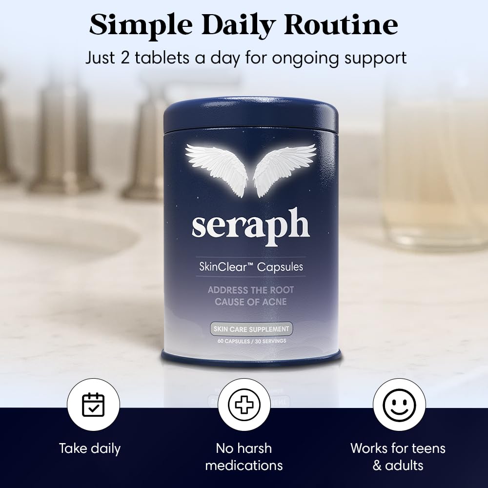 Seraph Complément Alimentaire Acné capsules dans un verre