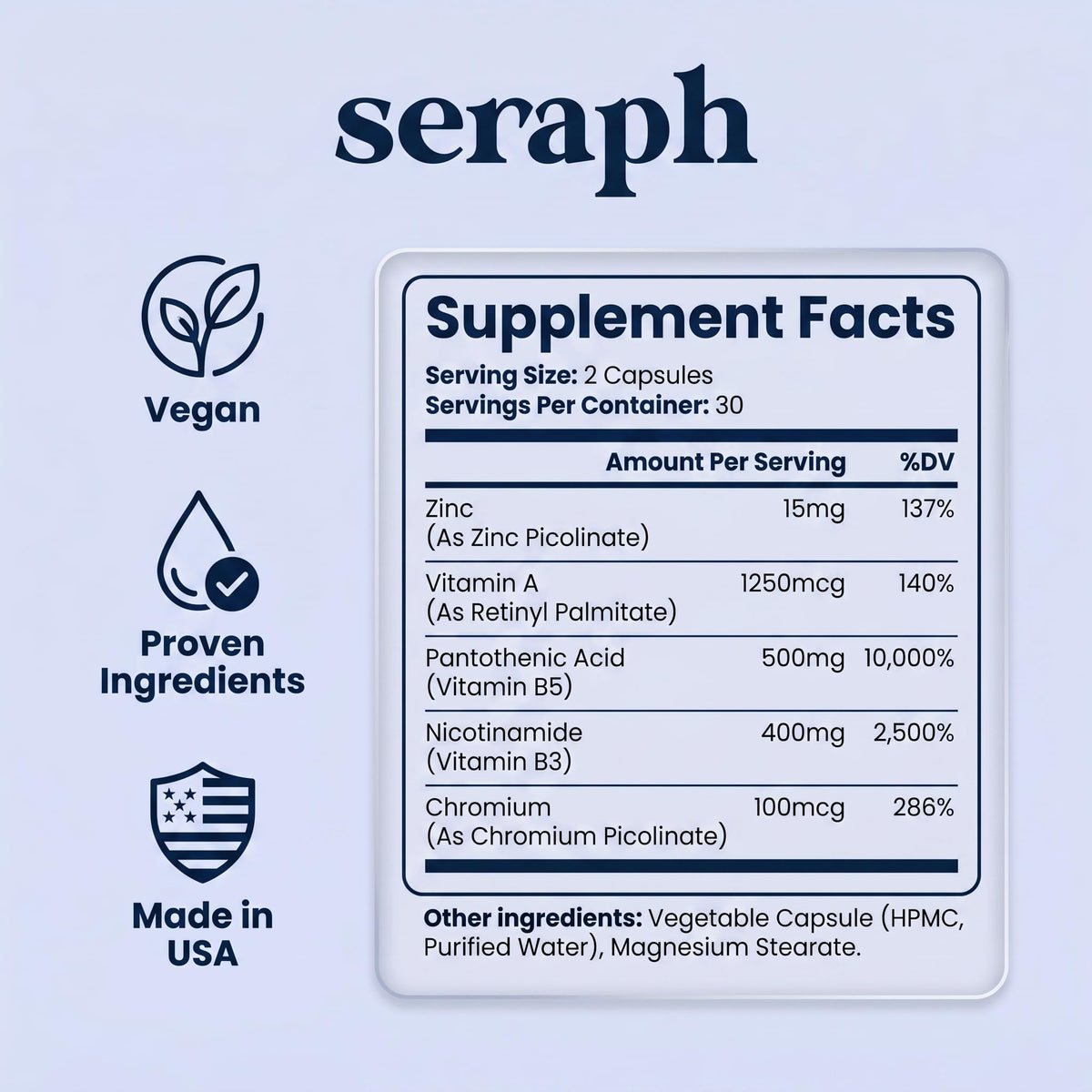Seraph Complément Alimentaire Acné capsules en gros plan