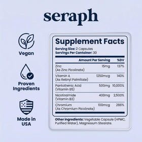 Seraph Complément Alimentaire Acné capsules en gros plan