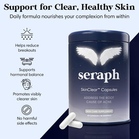 Seraph Complément Alimentaire Acné ingrédients sur l'étiquette