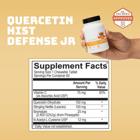 Serawise Quercetin Hist Defense Jr. emballage avec informations nutritionnelles