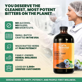 Serene Herbs Huile de Graines Noires Bio 473 ml avec cuillère