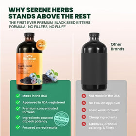 Serene Herbs Huile de Graines Noires Bio 473 ml avec fruits