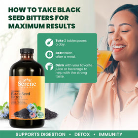 Serene Herbs Huile de Graines Noires Bio 473 ml étiquette