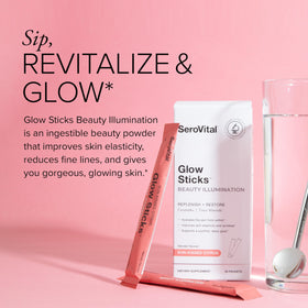 Serovital Glow Sticks poudre hydratante dans un verre