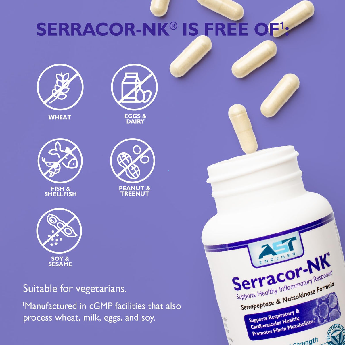 Serracor-NK 300 Capsules végétariennes sur une table en bois