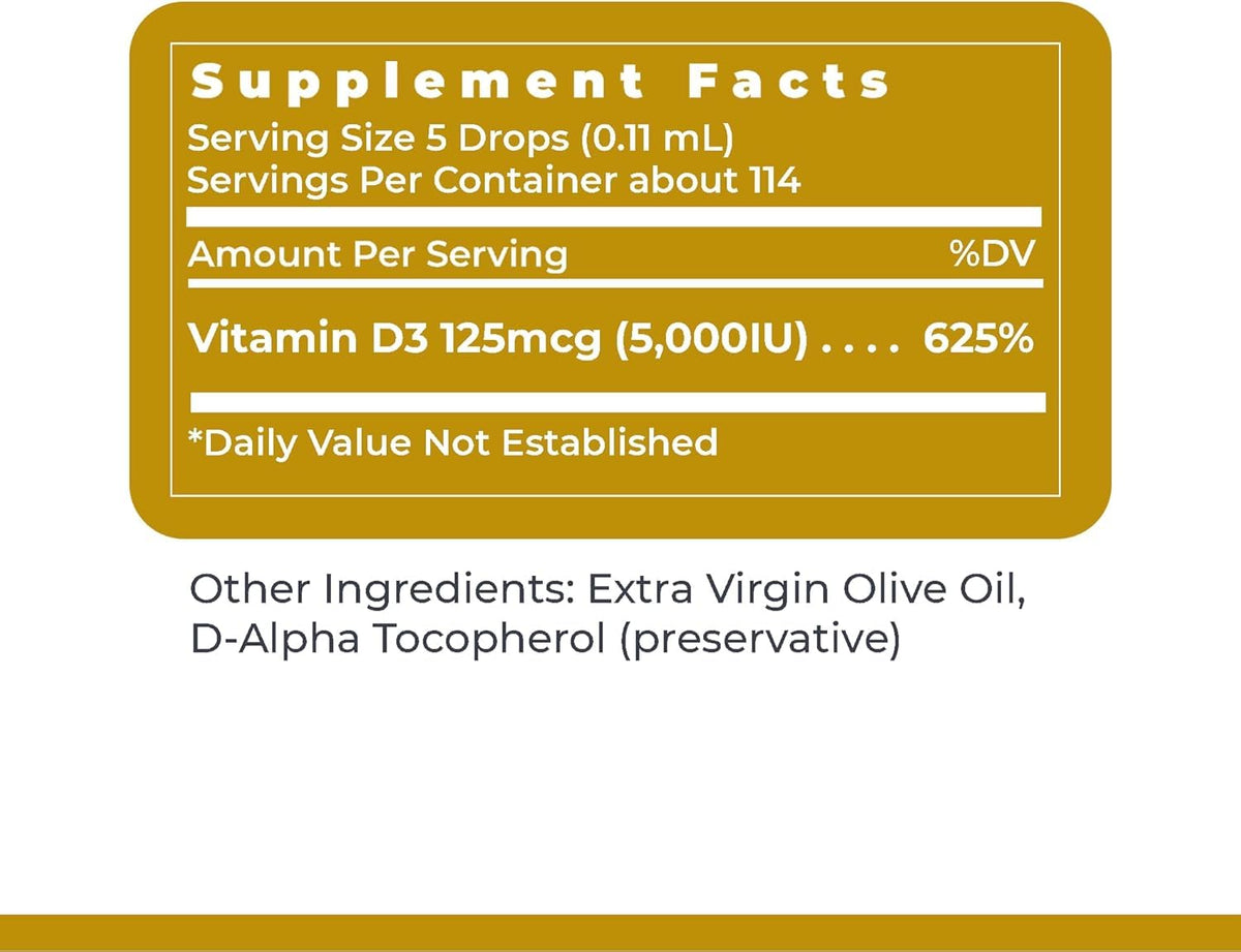 Sérum de Vitamine D3 5000 IU de Premier Research Labs, flacon avec gouttes