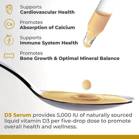 Sérum de Vitamine D3 5000 IU de Premier Research Labs, flacon ouvert