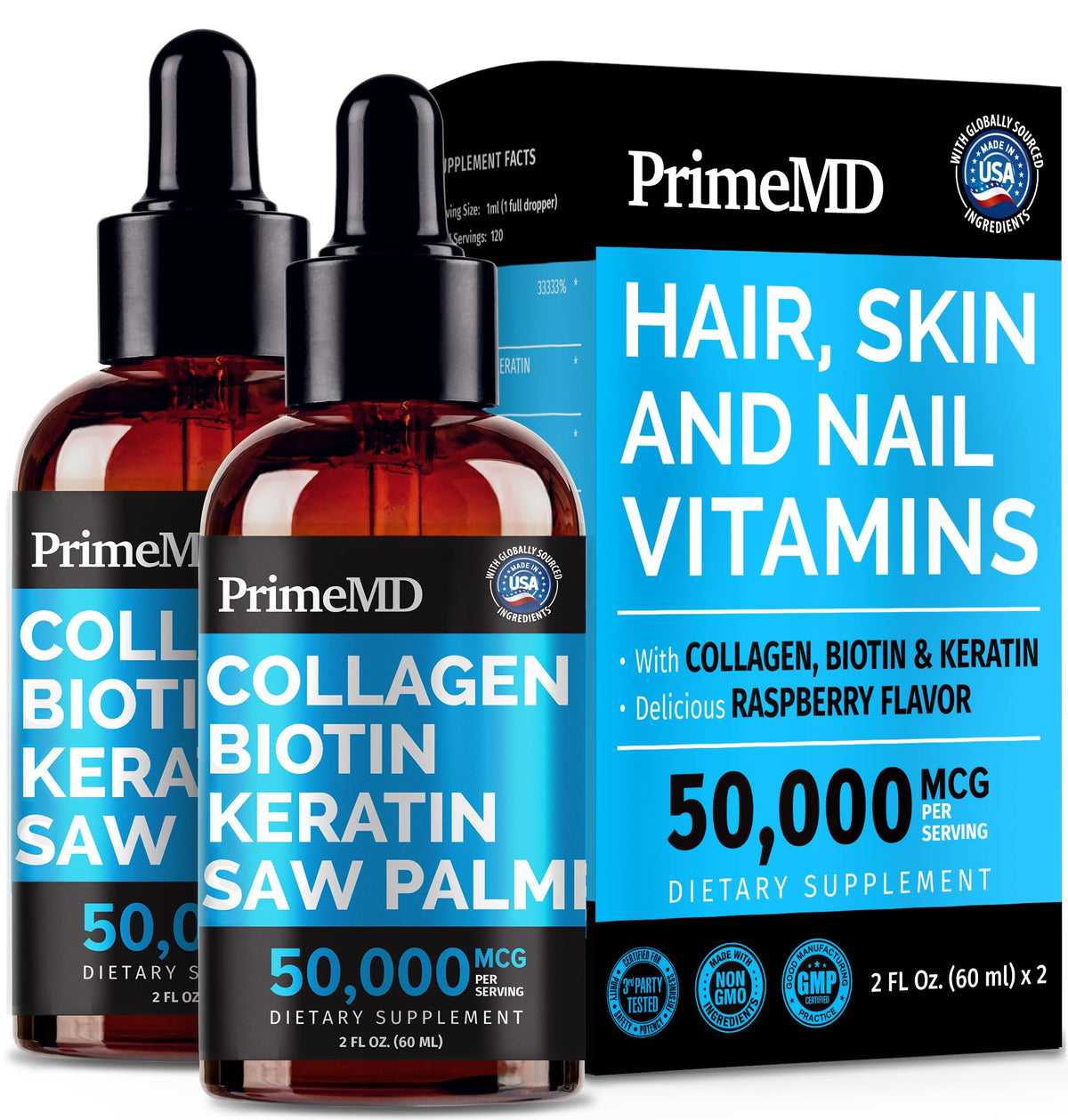 Sérum PrimeMD Collagène Liquide 2oz vue avant avec étiquette