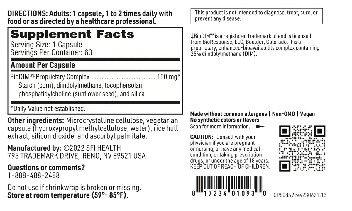SFI Health BioDIM 150mg capsules dans une main