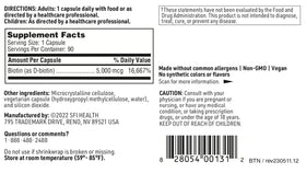 SFI Health Biotine 5000 mcg côté de la boîte