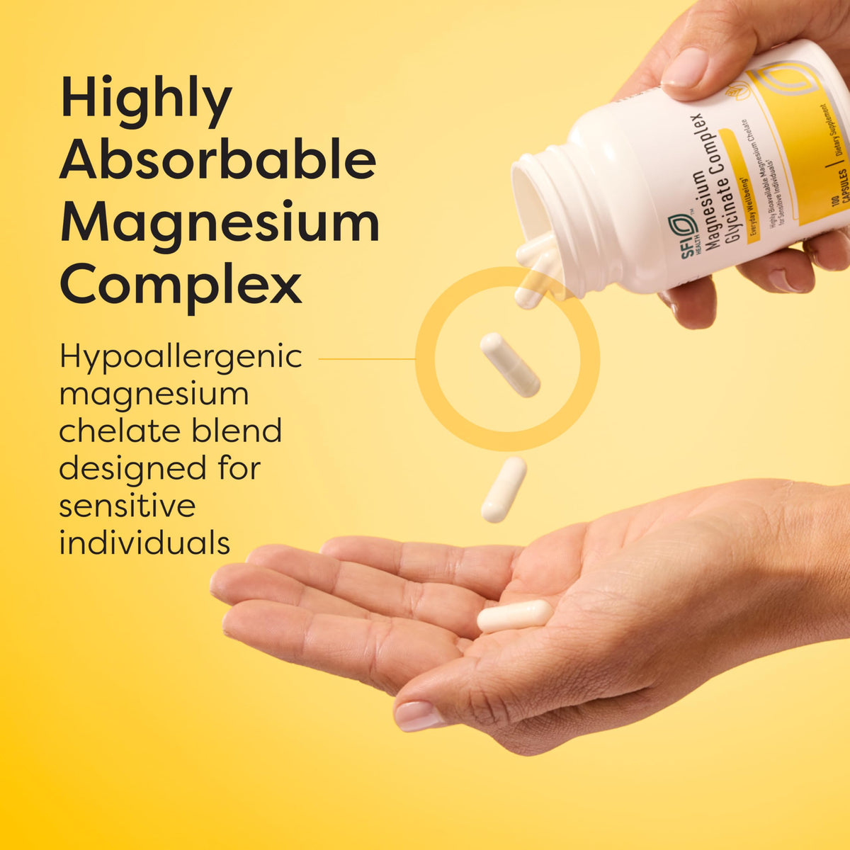 SFI Health Complexe de Magnésium Glycinate 100 capsules avec étiquette