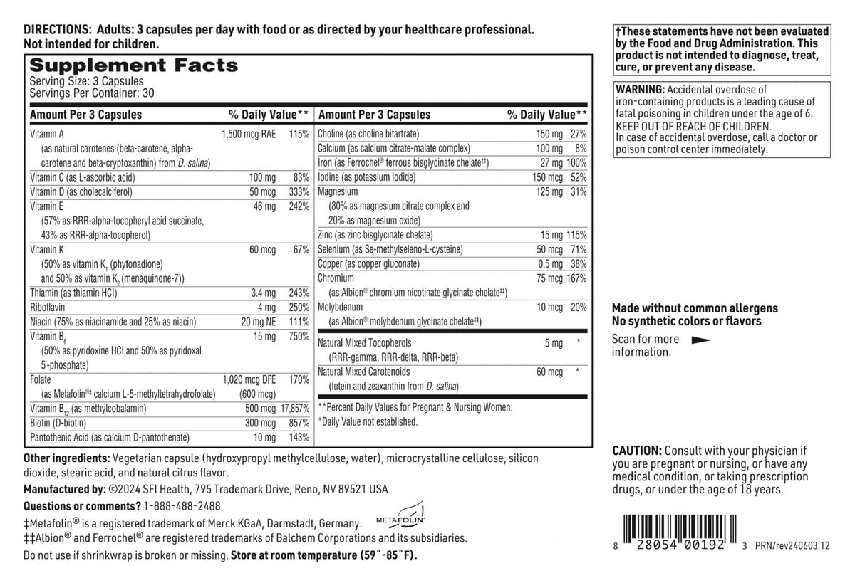 SFI Health Formule Prénatale 90 Capsules avec des ingrédients