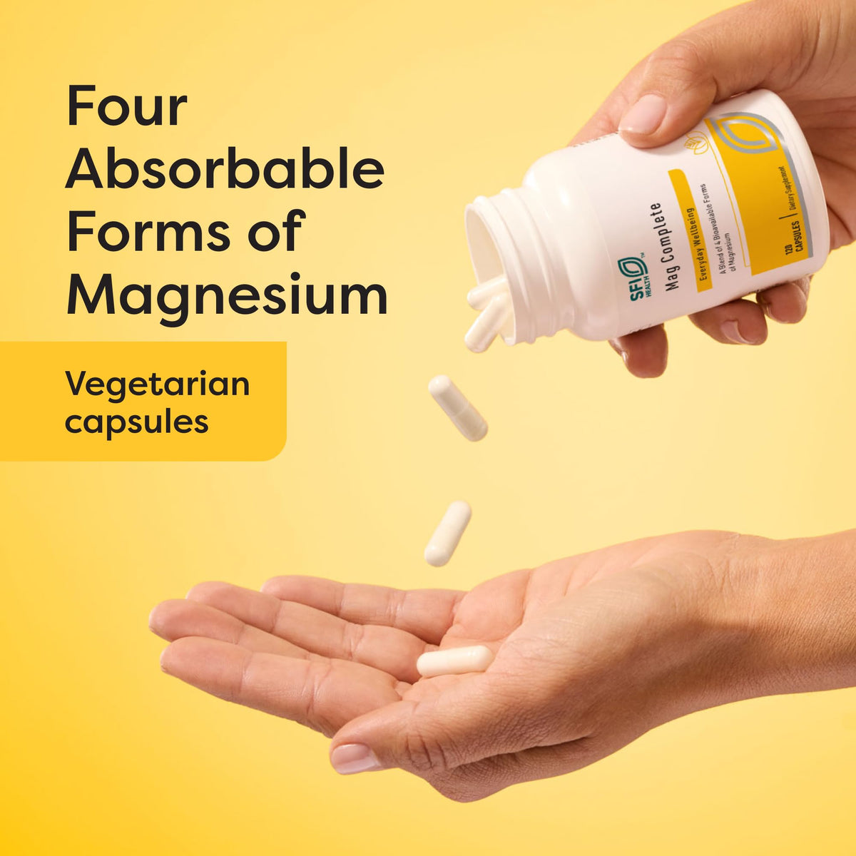 SFI Health Mag Complete complément de magnésium avec capsules sur fond blanc
