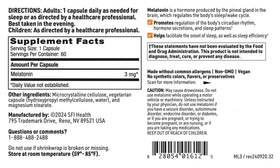 SFI Health Melatonin 3 mg, boîte ouverte avec capsules