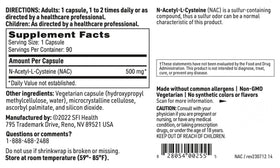 SFI Health N-Acetyl-L-Cysteine vegetarian capsule on a surface