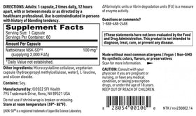 SFI Health Nattokinase NSK-SD 60 capsules avec verre d'eau