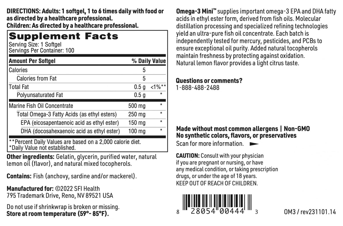 SFI Health Omega-3 Mini™ gélules avec une cuillère à café