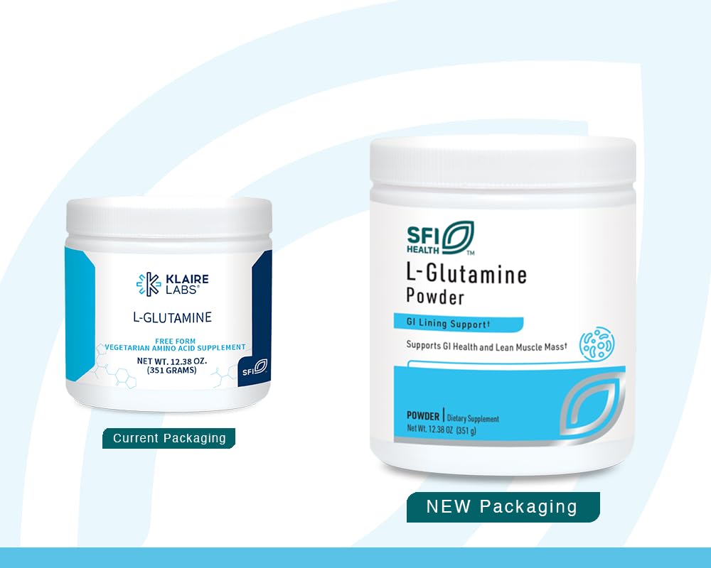 SFI Health Poudre L-Glutamine 5000 mg 408g dos de l'emballage