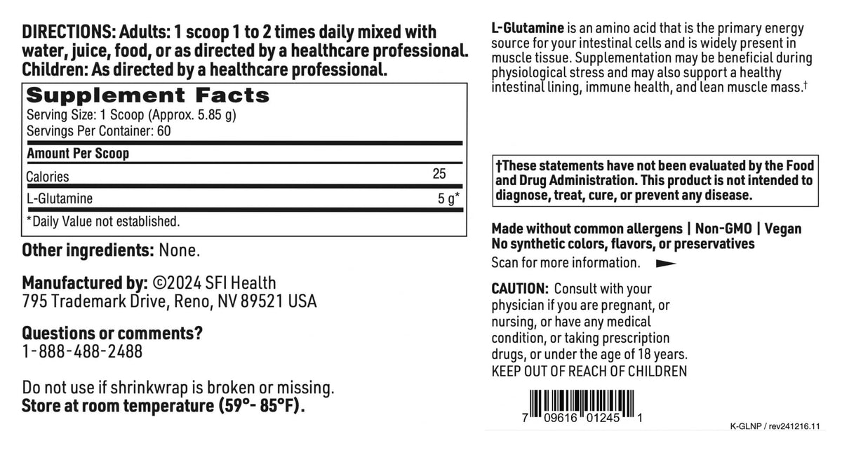 SFI Health Poudre L-Glutamine 5000 mg 408g en cuisine