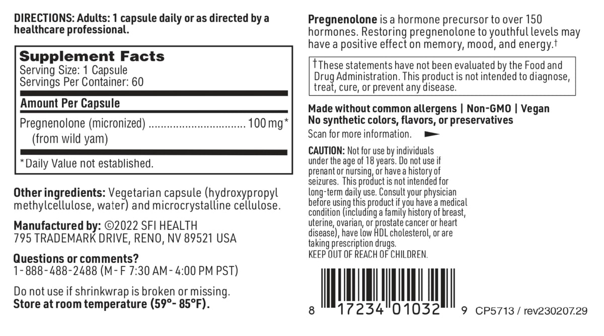 SFI Health Pregnenolone 100 mg présentation du produit