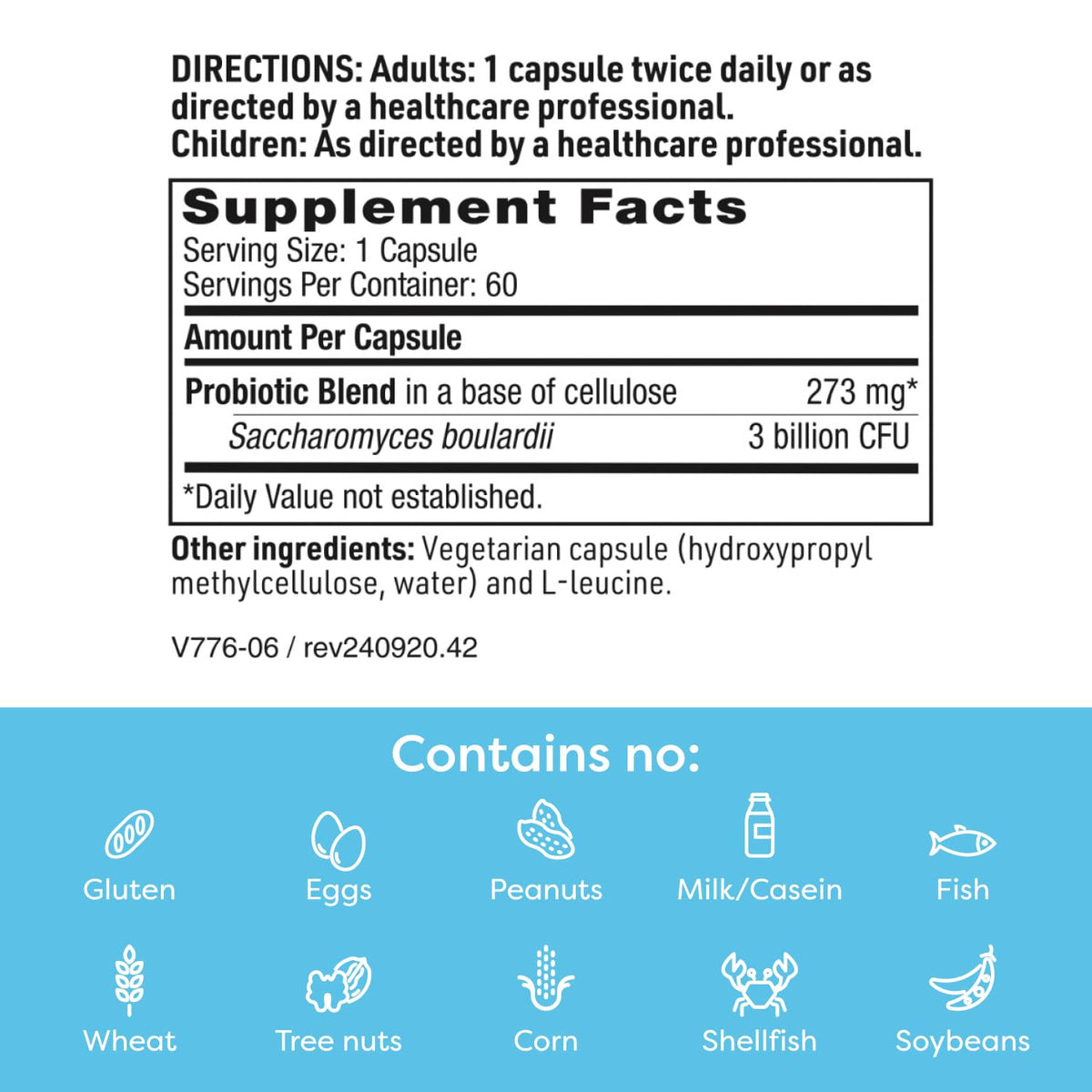SFI Health Saccharomyces Boulardii vue arrière de l'emballage
