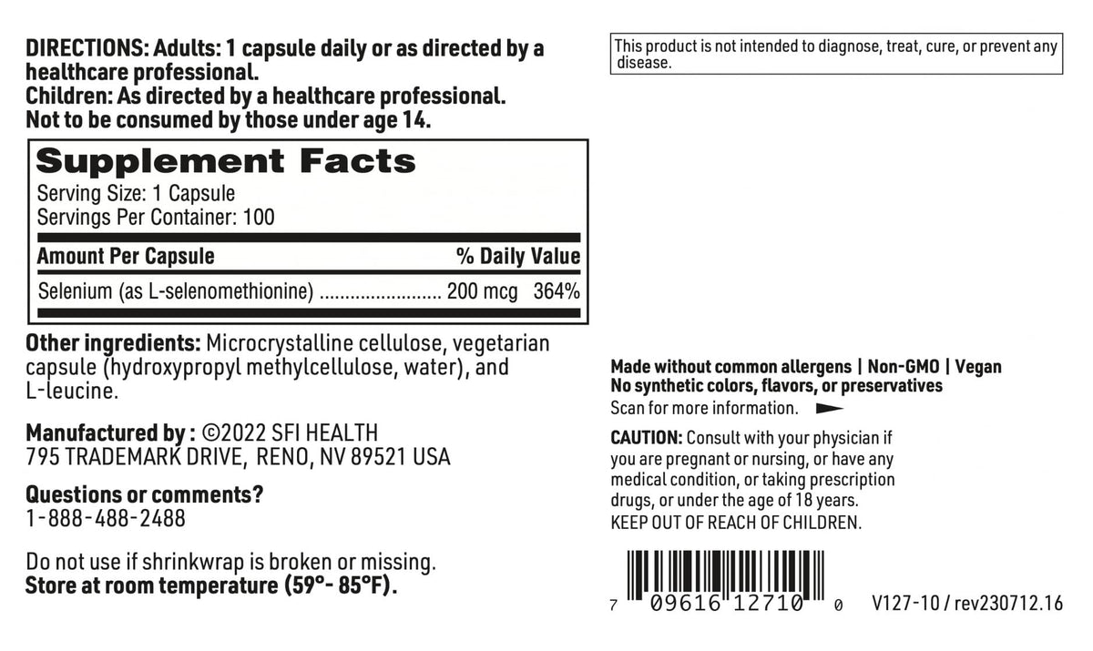 SFI Health Seleno Met L-selenométhionine 100 Capsules dans un environnement naturel