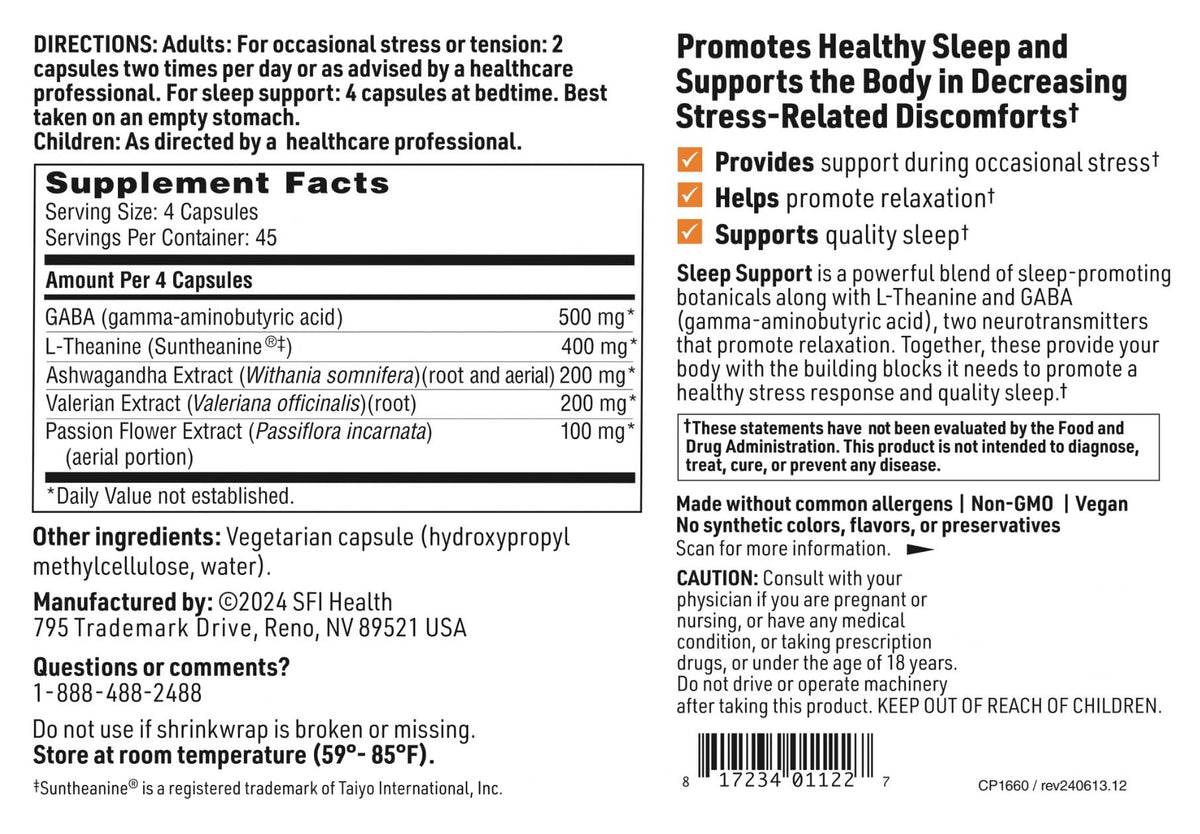 SFI Health Stress Support sur une table avec des plantes