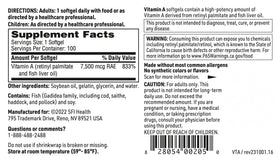 SFI Health Vitamine A 25 000 UI gélules molles sur une table