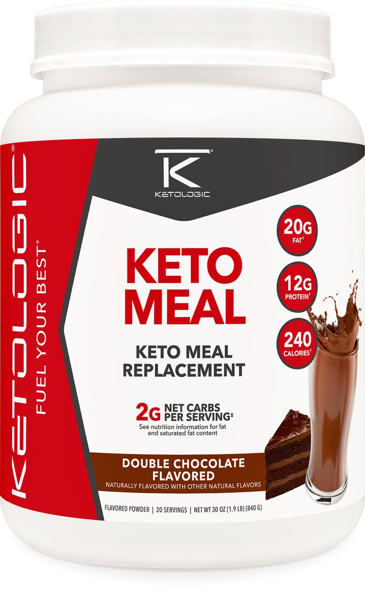 Shake de Remplacement de Repas Ketologic Chocolat - avant de mélanger