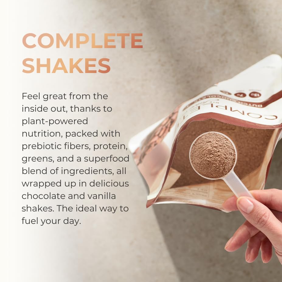 Shakes Complets Juice Plus+ chocolat en préparation dans un verre