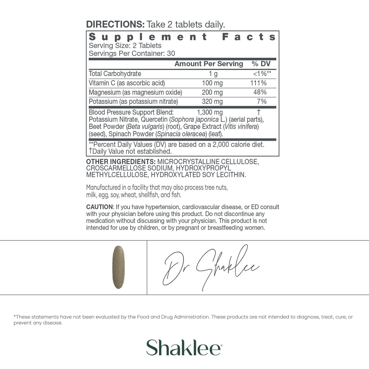 Shaklee 60 comprimés pour circulation sanguine avec étiquette