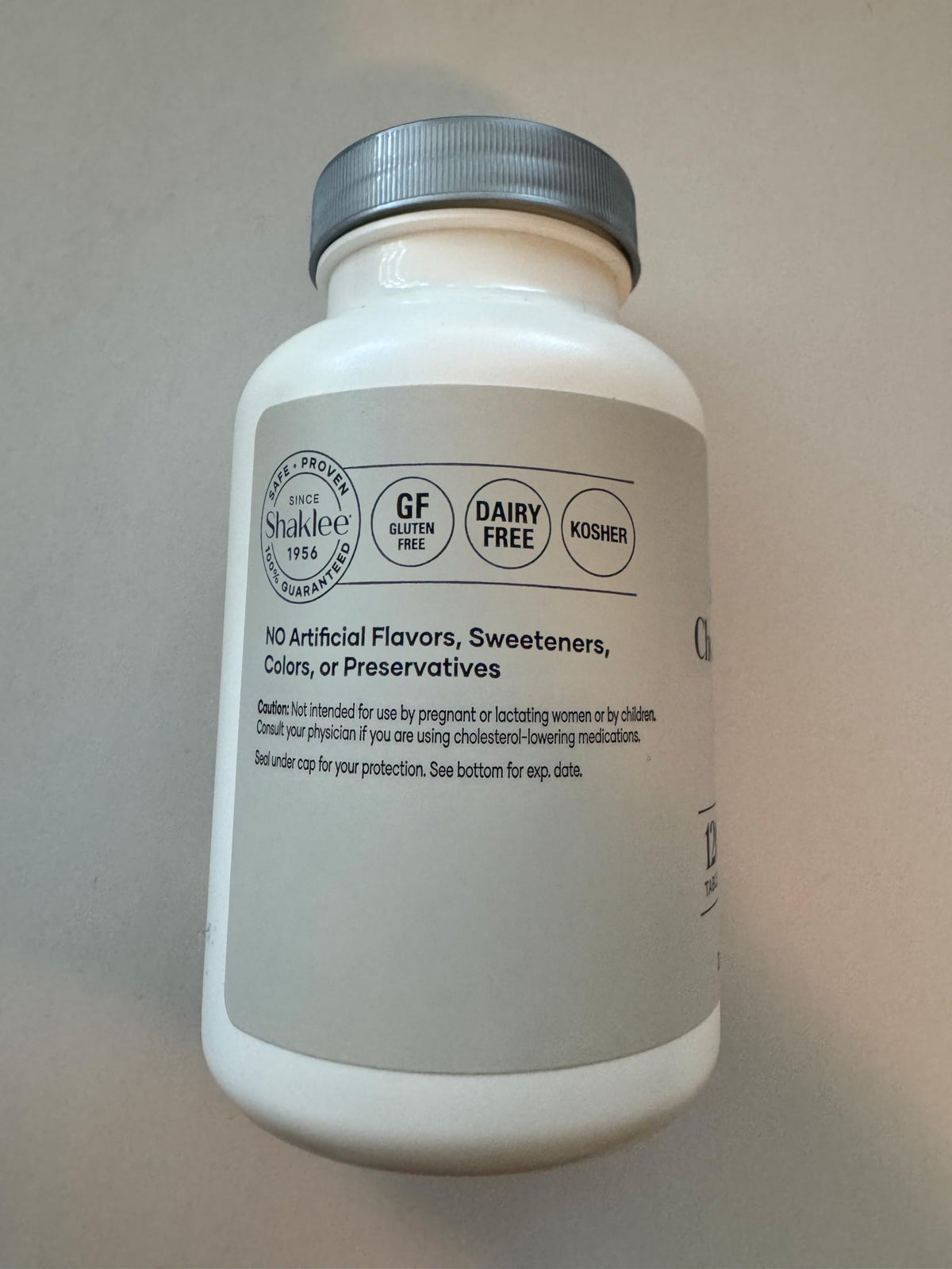 Shaklee Cholesterol Complex 120 comprimés vue arrière de l'emballage