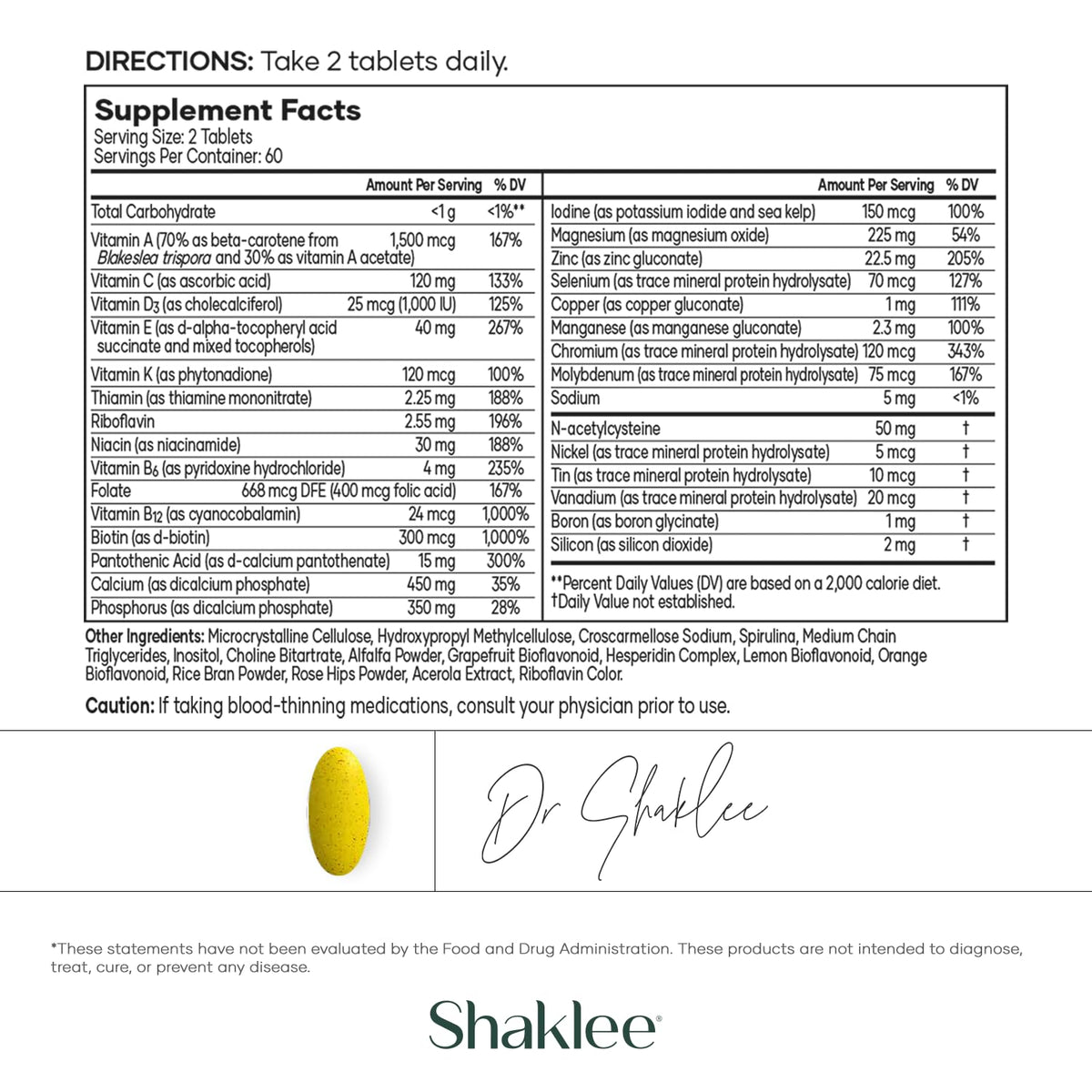 Shaklee Vita-Lea Gold® comprimés sur une table