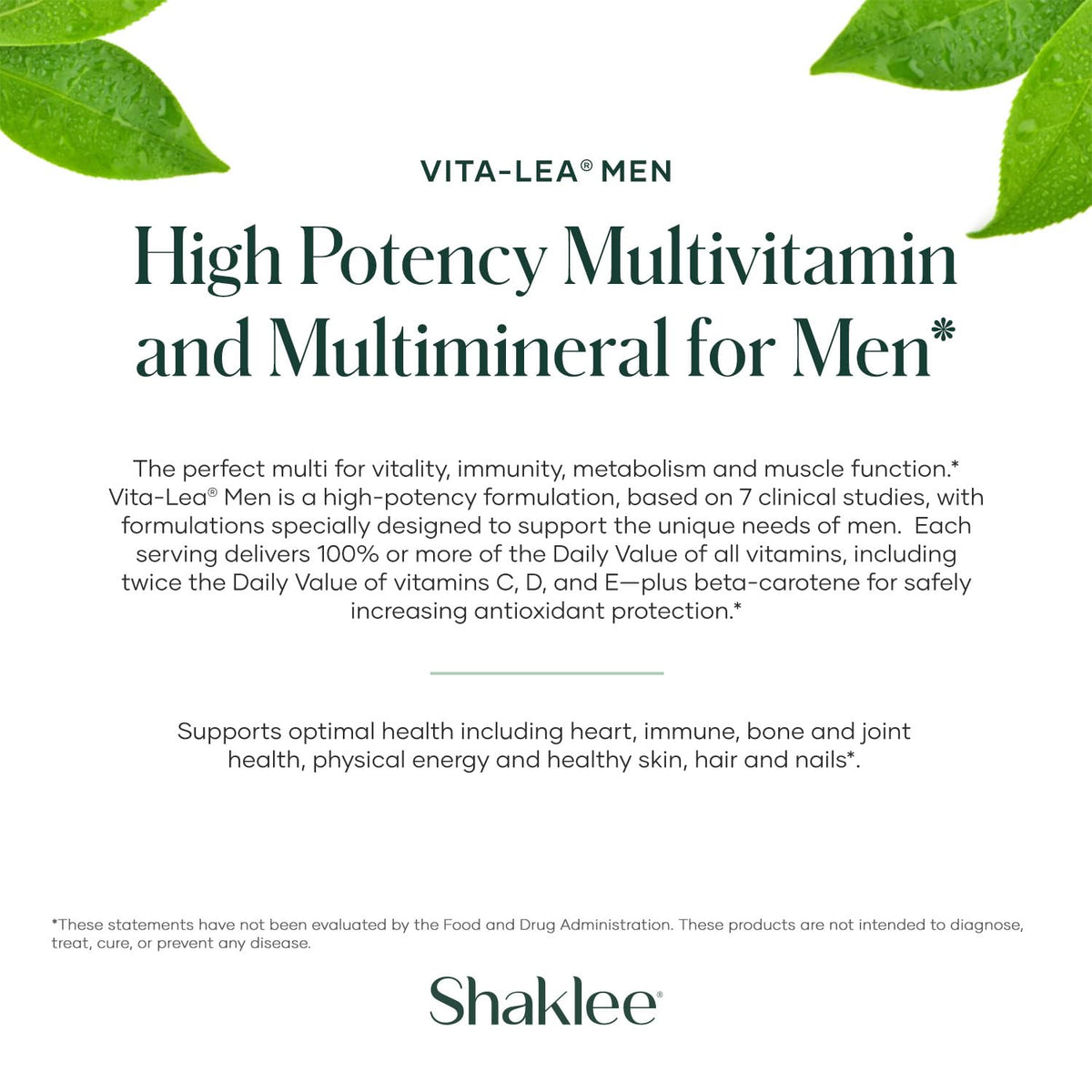 Shaklee Vita-Lea® Men sur une table avec d'autres compléments