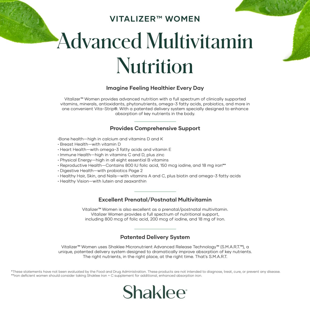 Shaklee Vitalizer™ Women Vita-Strips® on a wooden table