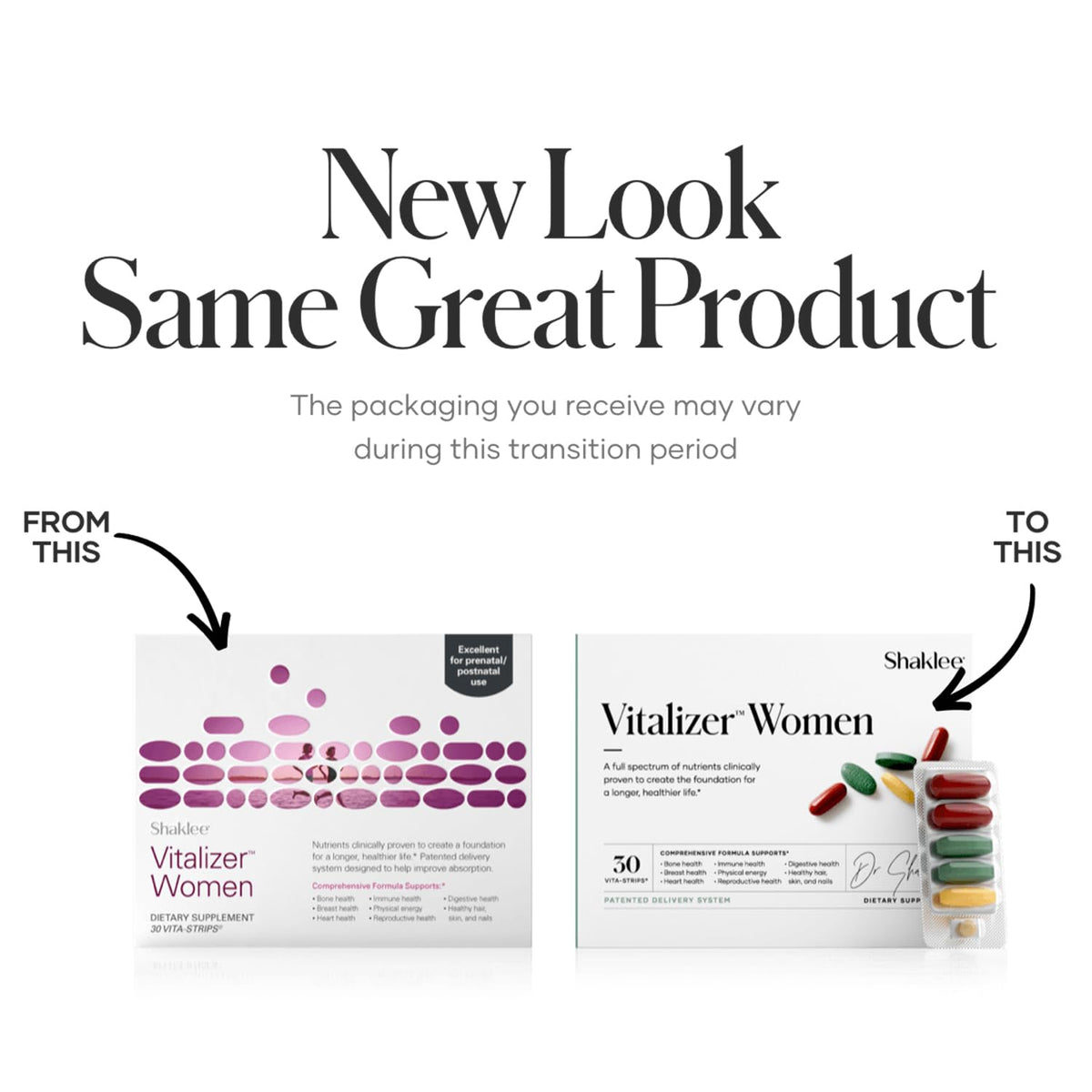 Shaklee Vitalizer™ Women Vita-Strips® showing individual strips