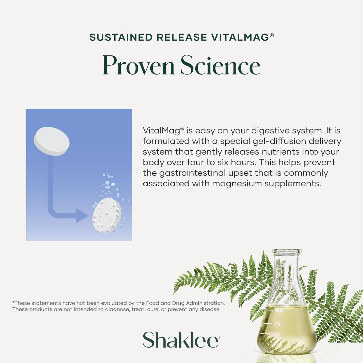 Shaklee VitalMag comprimés sur un fond en bois