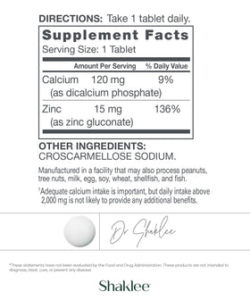 Shaklee Zinc Complex 120 Tablettes - côté de l'emballage